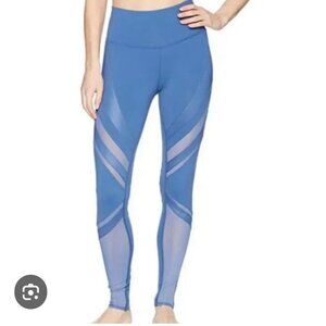 Alo Yoga Leggings Womens XS High Waist Stretch Mesh Panel Epic Blue Gym Training